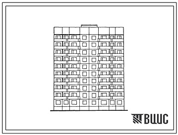 Фасады Типовой проект 90-0200.13.87 Жилая секция рядовая 10-этажная 40-квартирная 4-1-1-4. Для условий применения в Чувашской АССР.