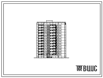Фасады Типовой проект 94-061/1 Блок-секция 12-этажная на 71 квартиру (двухкомнатных 2Б-23, трехкомнатных 3Б-48). Для строительства в 3 климатическом районе Украинской ССР