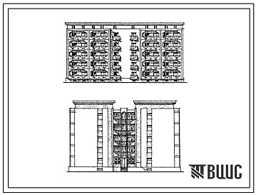 Фасады Типовой проект 155-63-69с.13.87 5-этажный 60-квартирный жилой дом для малосемейных. Для строительства в Азербайджанской ССР.