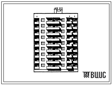 Фасады Типовой проект 67-011/1 Девятиэтажная блок-секция на 36 квартир рядовая 1Б.2Б.3Б.3Б