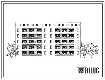 Фасады Типовой проект 63-028с.83 Блок-секция пятиэтажная 20-квартирная рядовая с торцовыми окончаниями 4Б.3Б.-3А.4А.