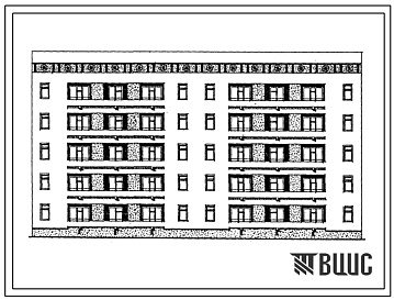 Фасады Типовой проект 63-059с.13.86 Блок-секция 5-этажная 20-квартирная рядовая с торцовыми окончаниями 3А.4А-5Б.2Б (для Азербайджанской ССР)