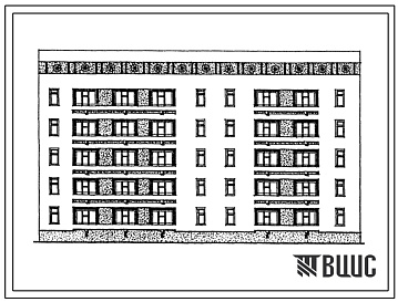 Фасады Типовой проект 63-061с.13.86 Блок-секция 5-этажная 20-квартирная рядовая с торцовыми окончаниями 4Б.3Б-3А.2Б (для Азербайджанской ССР)