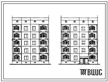 Фасады Типовой проект 150-018с.13.87 Блок-секция 5-этажная 10-квартирная рядовая 2.3. Для строительства в Азербайджанской ССР.