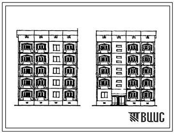 Фасады Типовой проект 150-021с.13.87 Блок-секция 5-этажная 15-квартирная торцевая 1.1.2. Для строительства в Азербайджанской ССР.