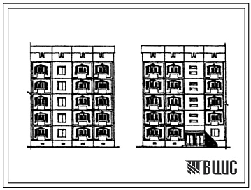 Фасады Типовой проект 150-022с.13.87 Блок-секция 5-этажная 15-квартирная торцевая 2.1.1. Для строительства в Азербайджанской ССР.