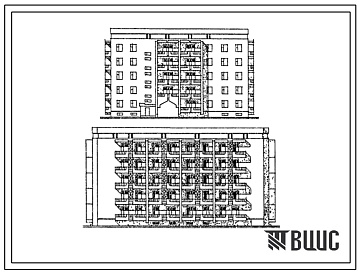 Фасады Типовой проект 135-63-71с.13.87 5-этажный 58-квартирный жилой дом для молодежных кооперативов. Для строительства в Азербайджанской ССР.