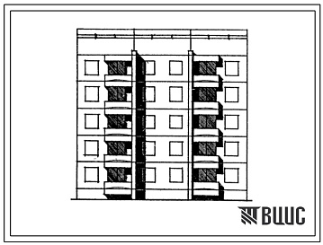 Фасады Типовой проект 129-041с.13.86 Блок-секция 5-этажная 10-квартирная (рядовая) с торцовыми окончаниями 3Б-3Б (для Армянской ССР)