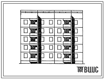 Фасады Типовой проект 129-047с.13.86 Блок-секция 5-этажная 15-квартирная лучевая прямая правая 1Б-2Б-3Б (для Армянской ССР)