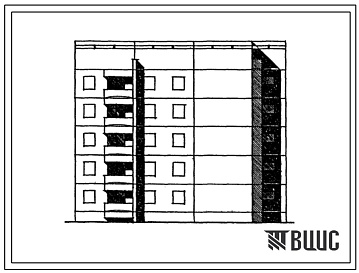 Фасады Типовой проект 129-048с.13.86 Блок-секция 5-этажная 15-квартирная лучевая обратная левая 1Б-2Б-3Б (для Армянской ССР)