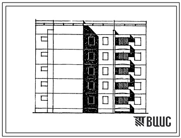 Фасады Типовой проект 129-049с.13.86 Блок-секция 5-этажная 15-квартирная лучевая обратная правая 1Б-2Б-3Б (для Армянской ССР)