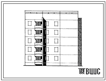 Фасады Типовой проект 129-061с.13.87 Блок-секция 5-этажная 15-квартирная лучевая правая 1Б-2Б-3Б (для Армянской ССР)