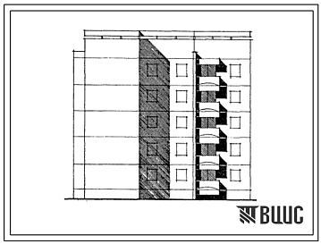 Фасады Типовой проект 129-062с.13.87 Блок-секция 5-этажная 15-квартирная лучевая правая 1Б-2Б-3Б (для Армянской ССР)