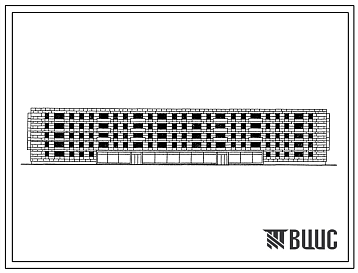 Фасады Типовой проект 1-434С-27  Пятиэтажный четырехсекционный дом на 56 квартир со встроенным магазином для строительства во II строительно-климатической зоне (в Белорусской ССР).