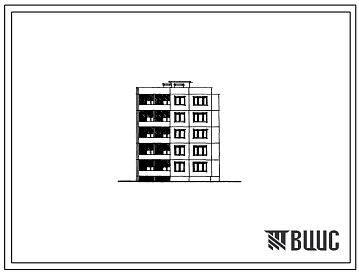 Фасады Типовой проект 111-210-11/1 Пятиэтажный односекционный дом на 10 квартир (двухкомнатных 2Б-5; трехкомнатных 3А-5). Для строительства во IIВ климатическом подрайоне, II климатическом районе Белорусской ССР.