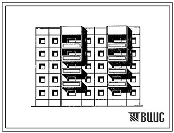 Фасады Типовой проект 97-0306.87 Блок-секция 5-этажная 20-квартирная рядовая широтная левая 1-2-3-3