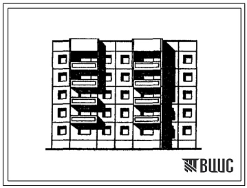 Фасады Типовой проект 97-0305.87 Блок-секция 5-этажная 20-квартирная рядовая широтная правая 1-2-3-3