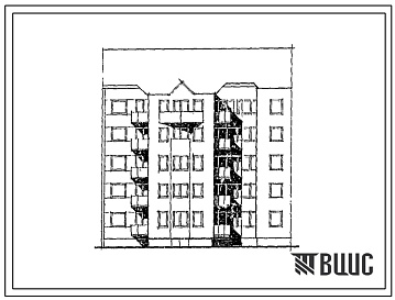 Фасады Типовой проект 103-055.13.90 Блок-секция рядовая с торцевыми окончаниями 5-этажная 15-квартирная 1-3-3 для строительства в Латвийской республике