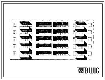 Фасады Типовой проект 85-04 5-этажная 30-квартирная рядовая блок-секция 1Б.2Б.3А-1Б.2Б.3А
