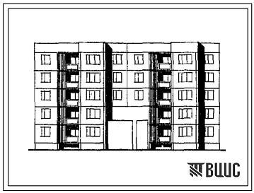 Фасады Типовой проект 84-016 5-этажная 26-квартирная рядовая блок-секция с проездом 1Б.2Б.2Б-1Б.2Б.2Б