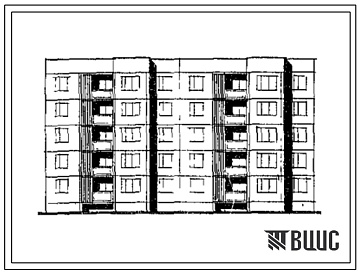 Фасады Типовой проект 84-015 5-этажная 30-квартирная рядовая блок-секция 1Б.2Б.2Б-1Б.2Б.2Б