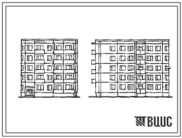 Фасады Типовой проект 83-013 5-этажная 20-квартирная блок-секция с торцовым окончанием 1Б.2Б.3Б.4Б (левая) поворотная под углом 90