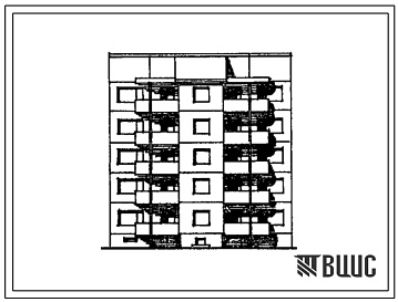 Фасады Типовой проект 120-049.13.89 Блок-секция 5-этажная 20-квартирная рядовая торцевая 1-1-1-2 (для городского строительства в Литовской республике)