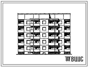 Фасады Типовой проект 120-045.13.89 Блок-секция 5-этажная 20-квартирная рядовая-торцевая 1-2-3-3 (для городского строительства в Литовской ССР)