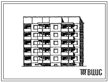 Фасады Типовой проект 120-044.13.89 Блок-секция 5-этажная 20-квартирная торцевая правая 1-2-3-3 (для городского строительства в Литовской ССР)