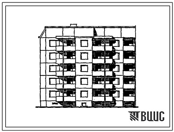 Фасады Типовой проект 120-043.13.89 Блок-секция 5-этажная 20-квартирная торцевая левая 1-2-3-3 (для городского строительства в Литовской ССР)