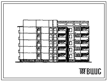 Фасады Типовой проект 76-0124сп.13.90 Блок-секция 5-этажная 25 квартирная угловая правая 1-1-2 и 4-5 (с вариантом диспетчерского пункта) для г.г. Ургенча, Гулистана, Карши