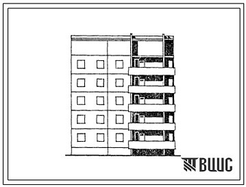 Фасады Типовой проект 135-0312с.13.87 5-этажная торцевая правая блок-секция на 15 квартир 1-2-3 для строительства в г. Иркутске
