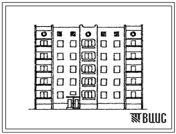 Фасады Типовой проект 153-022с.13.87 5-этажная 20 квартирная блок-секция 3.2-1.3 рядовая со стенами из монолитного железобетона (для Грузинской ССР)
