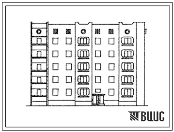 Фасады Типовой проект 153-021с.13.87 5-этажная 20 квартирная блок-секция 3.1-2.3 торцевая правая со стенами из монолитного железобетона (для Грузинской ССР)