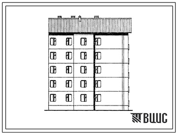 Фасады Типовой проект 135-0290с.13.86 5-этажная торцевая правая блок-секция на 10-квартир 3Б-5Б (для Тувинской АССР)