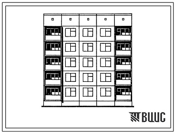 Фасады Типовой проект 121-0172.13.87 Блок-секция 5-этажная 10-квартирная рядовая 3-4. Для строительства в г.Усть-Каменогорске.