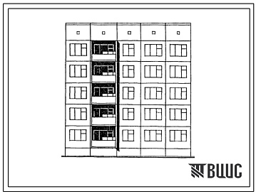Фасады Типовой проект 121-0174.13.87 Блок-секция 5-этажная 15-квартирная рядовая левая 2-2-2. Для строительства в г.Усть-Каменогорске.
