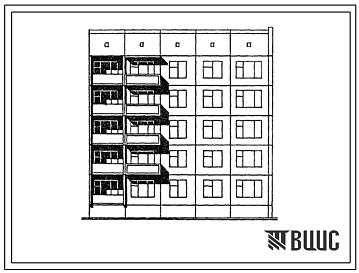Фасады Типовой проект 121-0176.13.87 Блок-секция 5-этажная 15-квартирная торцевая правая 1-2-3. Для строительства в г.Усть-Каменогорске.