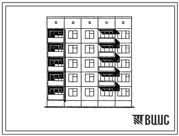 Фасады Типовой проект 121-0177.13.87 Блок-секция 5-этажная 15-квартирная рядовая левая 1-2-3. Для строительства в г.Усть-Каменогорске.