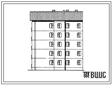 Фасады Типовой проект 135-0289С.13.86 5-этажная торцевая левая блок-секция на 10 квартир 3Б-5Б (для Тувинской АССР)
