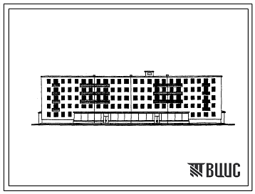 Фасады Типовой проект 1У-438АВ-32КМ Вариант 1. Пятиэтажный четырехсекционный кирпичный дом на 56 квартир (однакомнатных-8, двухкомнатных-24, трехкомнатных-16, четырехкомнатных-8) с магазином в первом этаже. Для строительства над горными выработками 3 группы терр