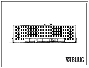 Фасады Типовой проект 1У-438АВ-32КМ Вариант 2. Пятиэтажный четырехсекционный кирпичный дом на 56 квартир (однакомнатных-8, двухкомнатных-24, трехкомнатных-16, четырехкомнатных-8) с магазином в первом этаже. Для строительства над горными выработками 4 группы терр