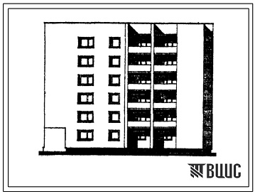 Фасады Типовой проект 117-05Г/1 Пятиэтажная блок-секция на 22 квартиры (однокомнатных 1Б-5, двухкомнатных 2Б-6, трехкомнатных 3Б-5, четырехкомнатных 4Б-6). Для строительства во 2В климатическом подрайоне Литовской ССР