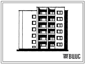Фасады Типовой проект 117-08/1 Пятиэтажная блок-секция на 16 квартир (двухкомнатных 2Б-5, трехкомнатных 3Б-6, пятикомнатных 5А-1, 5Б-4). Для строительства во 2В климатическом подрайоне Литовской ССР