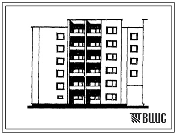 Фасады Типовой проект 117-08Б/1 Пятиэтажная блок-секция на 16 квартир (двухкомнатных 2Б-1, трехкомнатных 3Б-10, пятикомнатных 5А-1, 5Б-4). Для строительства во 2В климатическом подрайоне Литовской ССР