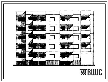 Фасады Типовой проект 120В-05/1 Пятиэтажная блок-секция на 20 квартир (однокомнатных 1Б-6, двухкомнатных 2Б-5, трехкомнатных 3-4, 3Б-5). Для строительства во 2В климатическом подрайоне Литовской ССР