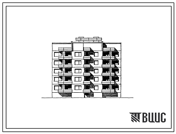 Фасады Типовой проект 120-014.2 Блок-секция рядовая-торцовая пятиэтажная 15-квартирная 2-2-3. Для городского строительства в Литовской ССР.