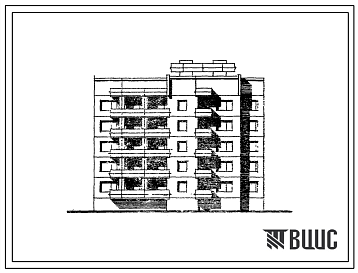 Фасады Типовой проект 120-016.2 Блок-секция рядовая-торцовая пятиэтажная 15-квартирная 1-2-4. Для городского строительства в Литовской ССР.