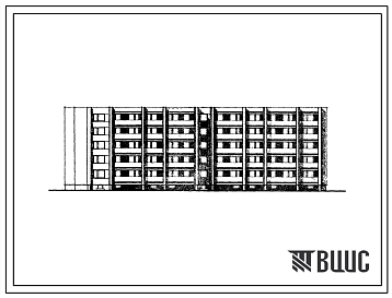 Фасады Типовой проект 1-318-51/1.2 Пятиэтажный трехсекционный 40-квартирный жилой дом. Для городского строительства в Литовской ССР