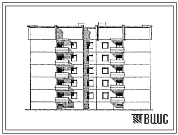 Фасады Типовой проект 120-020.2 Блок-секция 5-этажная 20-квартирная с торцевыми стенами 2Б-2Б-2Б-3Б. Для городского строительства в Литовской ССР